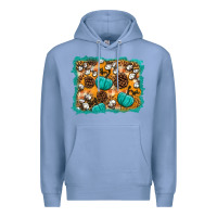 Colony Blue fall pumpkin distressed background Premium Hoodie - BundleAndBundleShop