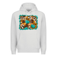 Dove Grey fall pumpkin distressed background Premium Hoodie - BundleAndBundleShop