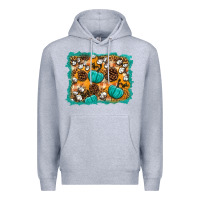 Heather Grey fall pumpkin distressed background Premium Hoodie - BundleAndBundleShop