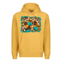 Mustard fall pumpkin distressed background Premium Hoodie - BundleAndBundleShop