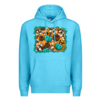 Ocean Blue fall pumpkin distressed background Premium Hoodie - BundleAndBundleShop