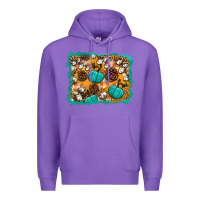 Purple fall pumpkin distressed background Premium Hoodie - BundleAndBundleShop