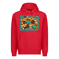 Red fall pumpkin distressed background Premium Hoodie - BundleAndBundleShop