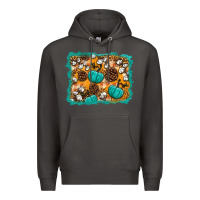 Smoke fall pumpkin distressed background Premium Hoodie - BundleAndBundleShop