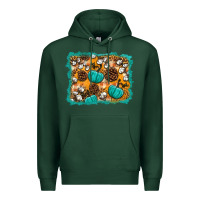 Sports Green fall pumpkin distressed background Premium Hoodie - BundleAndBundleShop