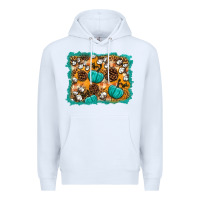 White fall pumpkin distressed background Premium Hoodie - BundleAndBundleShop