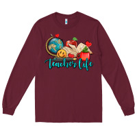 Burgundy teacher life Long Sleeve Tee - AdoDesignShop