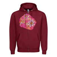Burgundy v.d  lavender and lotus patches Zipper Hoodie - AdoDesignShop