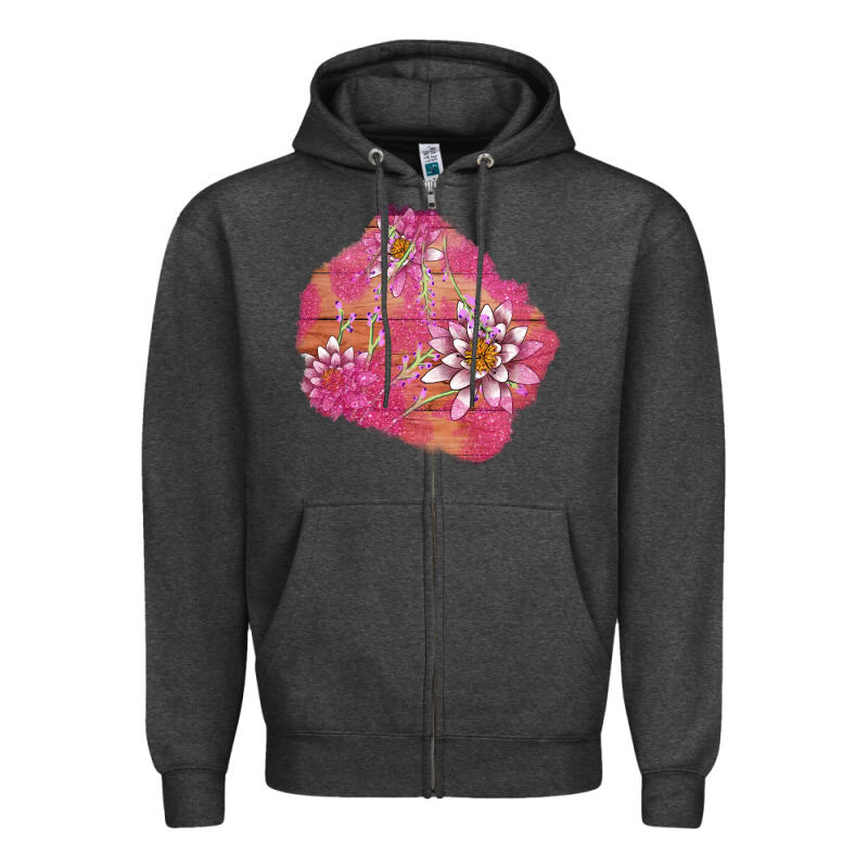 V.d  Lavender And Lotus Patches Zipper Hoodie by AdoDesignShop | Teevron