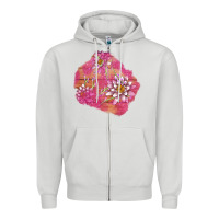Dove Grey v.d  lavender and lotus patches Zipper Hoodie - AdoDesignShop