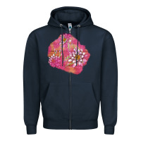 Navy v.d  lavender and lotus patches Zipper Hoodie - AdoDesignShop
