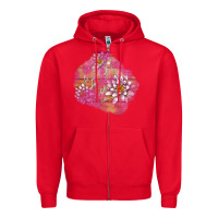 Red v.d  lavender and lotus patches Zipper Hoodie - AdoDesignShop
