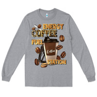 Heather Grey energy coffee fuel station Long Sleeve Tee - Artiststas