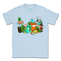 Dusty Blue dinosaur coffee cups Classic Tee - AdoDesignShop