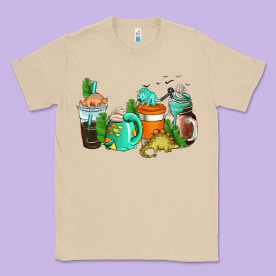 Dinosaur Coffee Cups Classic Tee Designed By Adodesignshop