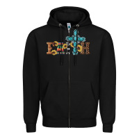Black western gemstone cross faith Zipper Hoodie - Artiststas