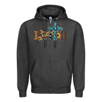 Charcoal Heather western gemstone cross faith Zipper Hoodie - Artiststas