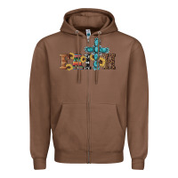 Chestnut western gemstone cross faith Zipper Hoodie - Artiststas