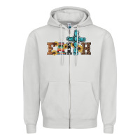 Dove Grey western gemstone cross faith Zipper Hoodie - Artiststas
