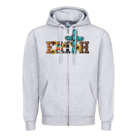 Heather Grey western gemstone cross faith Zipper Hoodie - Artiststas