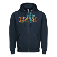 Navy western gemstone cross faith Zipper Hoodie - Artiststas