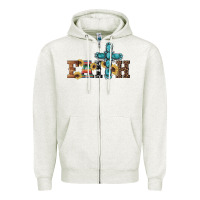 Oatmeal Heather western gemstone cross faith Zipper Hoodie - Artiststas