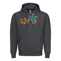 Smoke western gemstone cross faith Zipper Hoodie - Artiststas