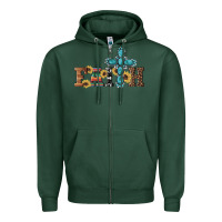 Sports Green western gemstone cross faith Zipper Hoodie - Artiststas