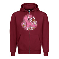 Burgundy lotus patches Zipper Hoodie - AdoDesignShop