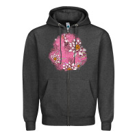 Charcoal Heather lotus patches Zipper Hoodie - AdoDesignShop