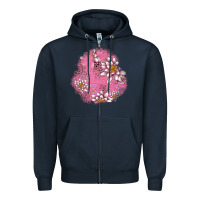 Navy lotus patches Zipper Hoodie - AdoDesignShop