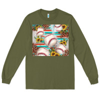 Army Green baseball leopard sunflower Long Sleeve Tee - JahusDesignShop