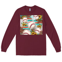 Burgundy baseball leopard sunflower Long Sleeve Tee - JahusDesignShop
