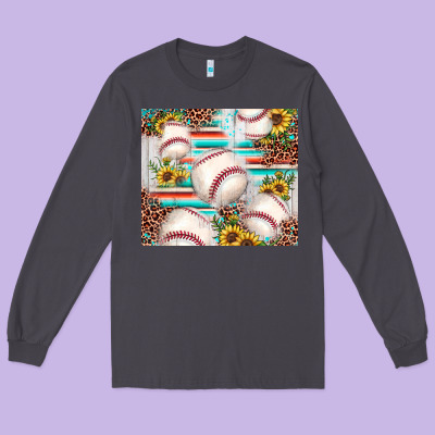 Baseball Leopard Sunflower Long Sleeve Tee Designed By Jahusdesignshop