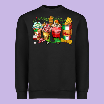 Italy Coffee Cups Heavyweight Sweatshirt Designed By Zillion Design Studio
