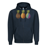 Navy pineapples leopard tie dye summer Zipper Hoodie - Artiststas