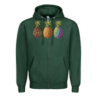 Sports Green pineapples leopard tie dye summer Zipper Hoodie - Artiststas