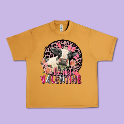 Be My Valentine Holstein Cow Valentine's Day Urban Heavy Tee Designed By Fadigitalartstudio