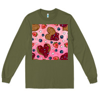 Army Green valentines day waffles seamless pattern Long Sleeve Tee - BundleAndBundleShop