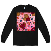 Black valentines day waffles seamless pattern Long Sleeve Tee - BundleAndBundleShop