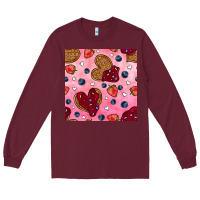Burgundy valentines day waffles seamless pattern Long Sleeve Tee - BundleAndBundleShop