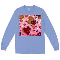 Colony Blue valentines day waffles seamless pattern Long Sleeve Tee - BundleAndBundleShop