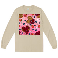 Mushroom valentines day waffles seamless pattern Long Sleeve Tee - BundleAndBundleShop