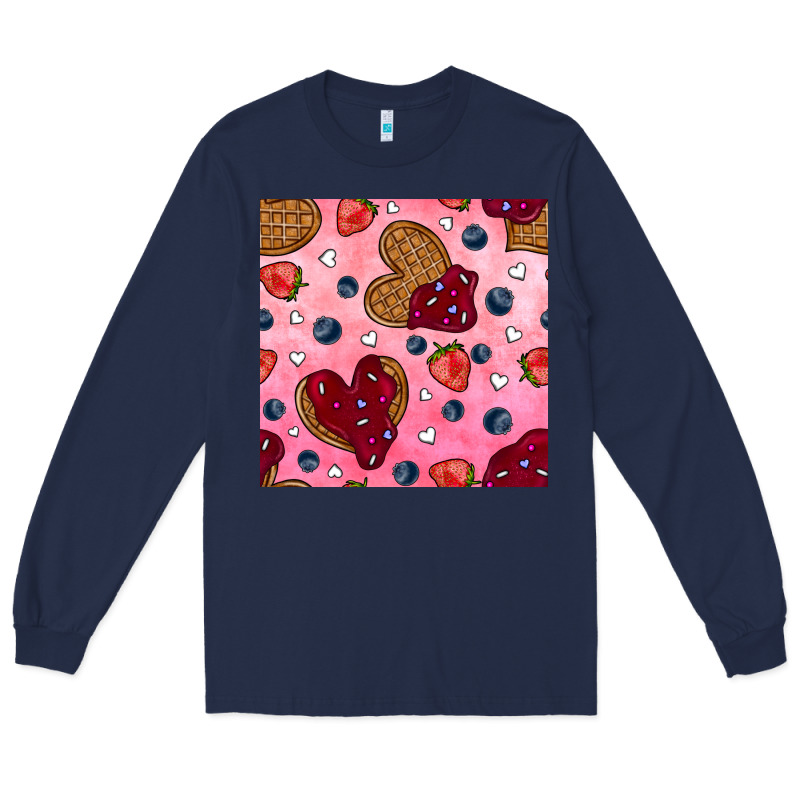 Valentines Day Waffles Seamless Pattern Long Sleeve Tee by BundleAndBundleShop | Teevron