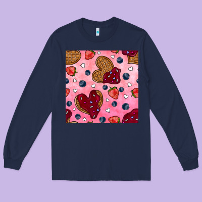 Valentines Day Waffles Seamless Pattern Long Sleeve Tee Designed By Bundleandbundleshop