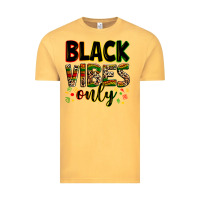 Vintage Mustard Black vibes only juneteenth Vintage Tee - Zillion Design Studio