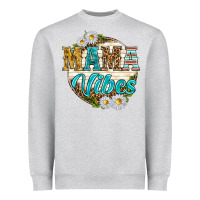 Heather Grey mama vibes with daisies Heavyweight Sweatshirt - texasbilliewilder