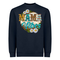 Navy mama vibes with daisies Heavyweight Sweatshirt - texasbilliewilder