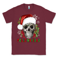 Burgundy feliz navidad skull cactus Classic Tee - JahusDesignShop