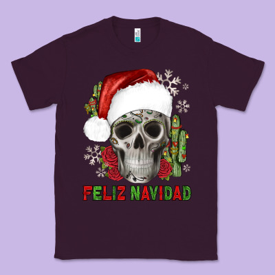 Feliz Navidad Skull Cactus Classic Tee Designed By Jahusdesignshop